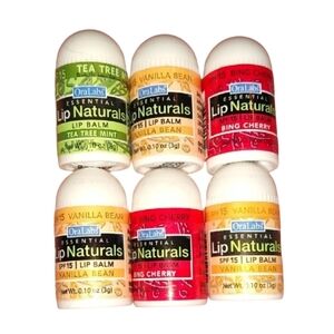 Oralabs Lip Naturals 6 Pocket Sz Mini Lip Balm Set Cherry Vanilla Tea Tree Mint